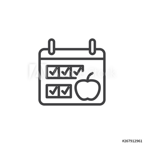 500x500 Diet Plan Calendar Line Icon Linear Style Sign For Mobile Concept