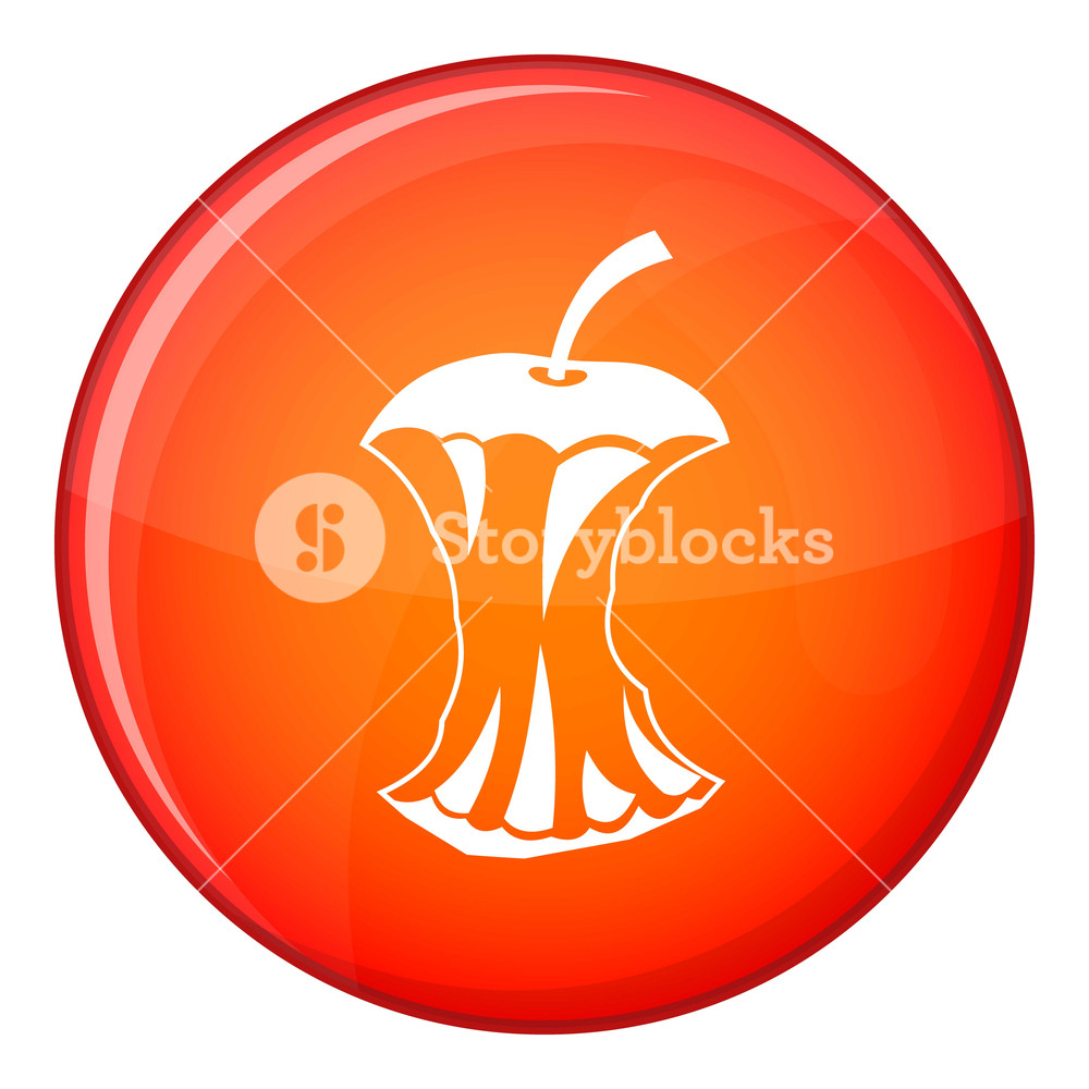 1000x1000 Apple Core Icon In Red Circle Isolated On White Background Vector
