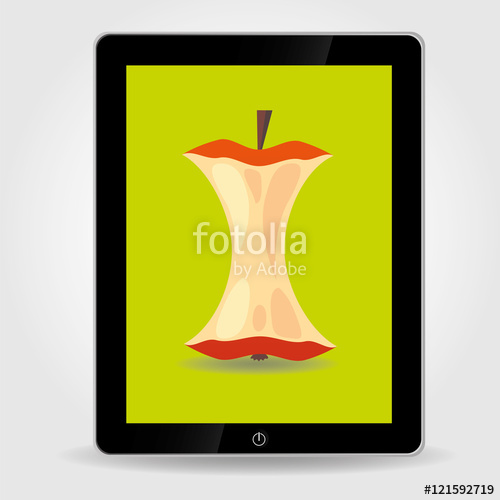 500x500 Apple Core Icon On Green Tablet Pc Screen Stock Image And Royalty