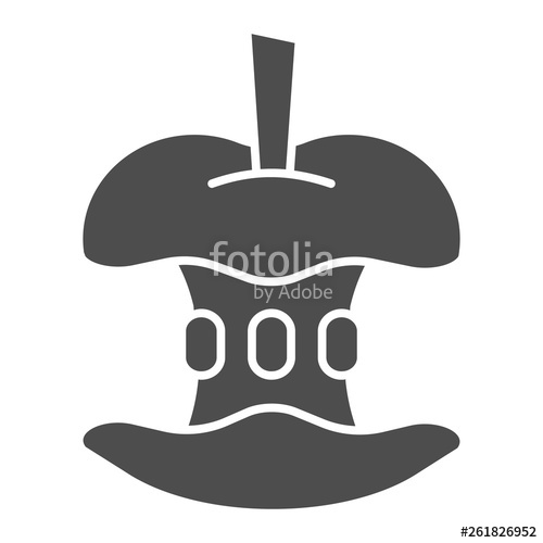500x500 Bitten Apple Solid Icon Apple Core Vector Illustration Isolated