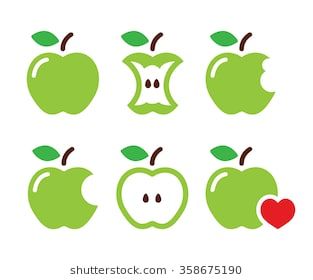 313x280 Green Apple, Apple Core, Bitten, Half Vector Icons Tattoos
