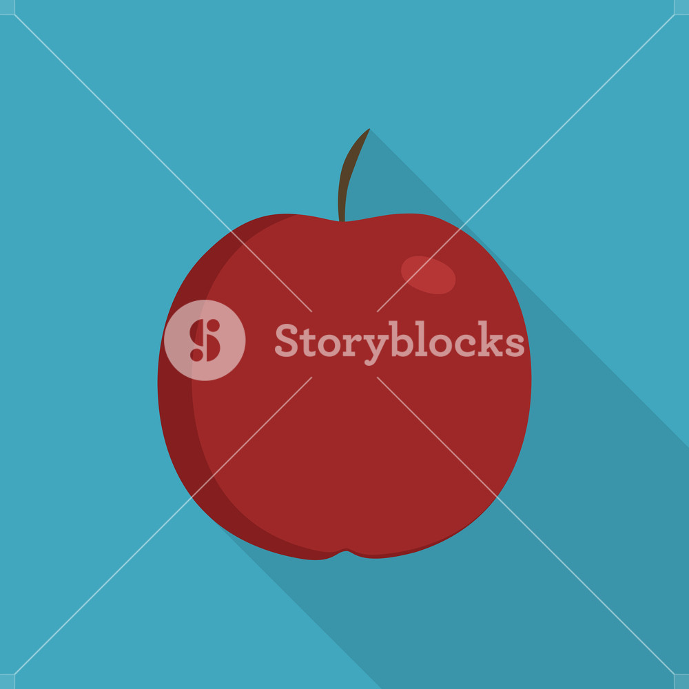 1000x1000 Red Apple Icon In Flat Long Shadow Design Royalty Free Stock