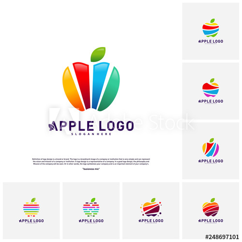 500x500 Set Of Colorful Apple Logo Design Concept Vector Fruit Apple