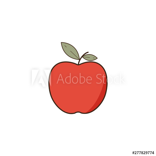 500x500 Cartoon Emoji Apple Icon Isolated Illustration