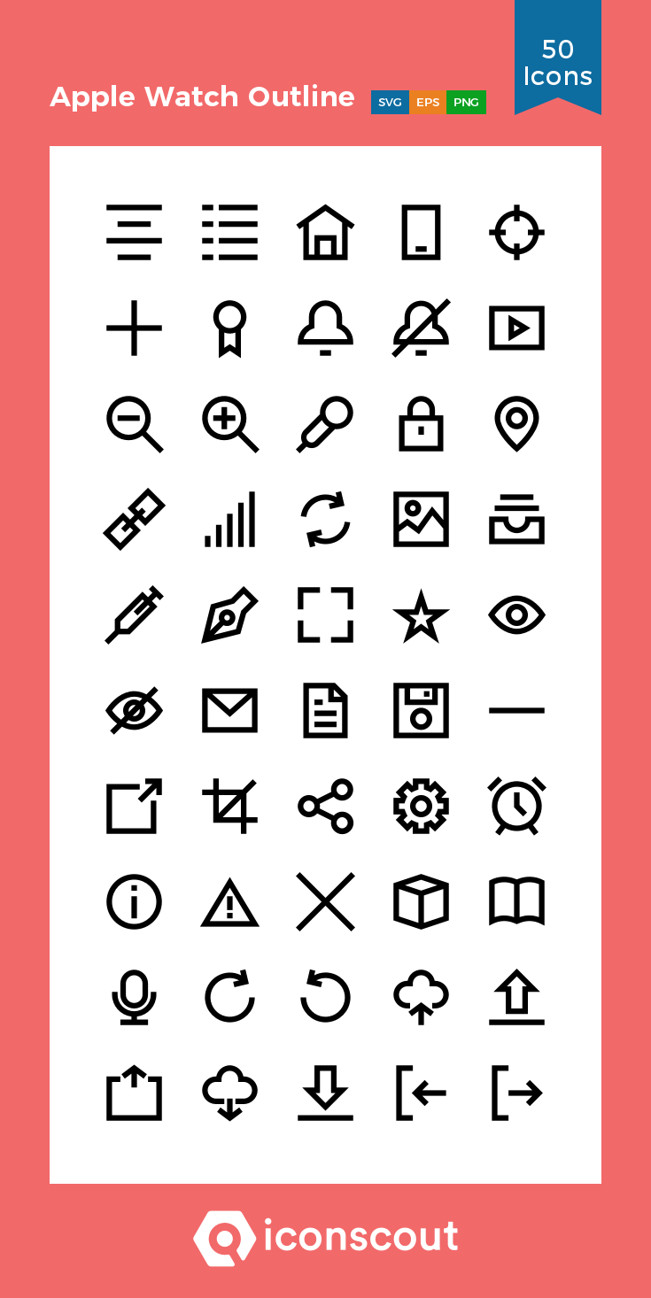 735x1466 Apple Watch Outline Icon Pack