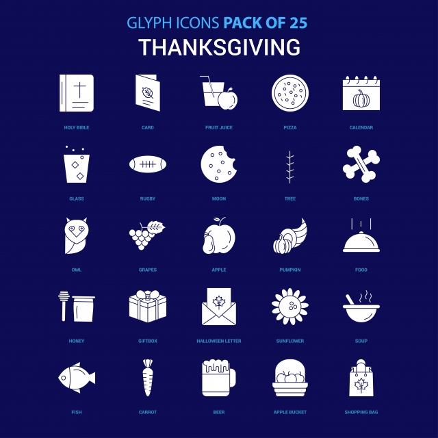 640x640 Thanksgiving White Icon Over Blue Background Icon Pack, Apple