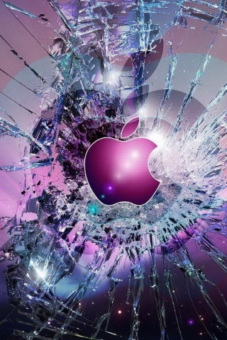 320x480 Apple Logo Broken Glass Iphone Wallpaper Hd
