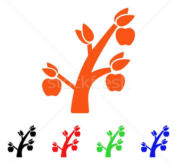 600x558 Apple Tree Vector Icon Vector Illustration Victor Ivlichev