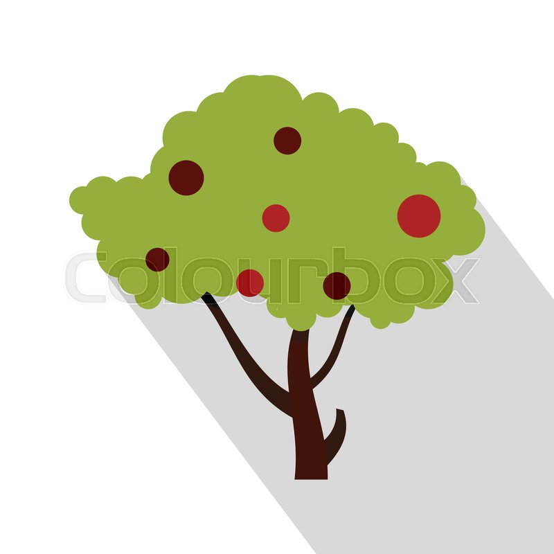 800x800 Apple Tree With Red Apples Icon Flat Stock Vector Colourbox
