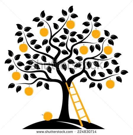 450x457 Vector Apple Tree And Ladder Isolated On White Background