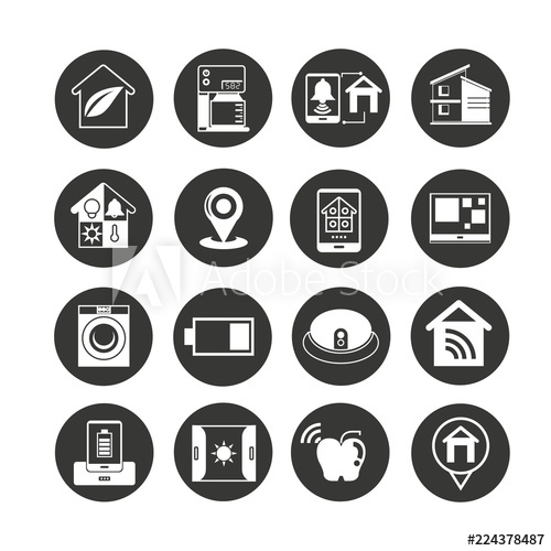500x500 Smart Home Appliance Icon Set In Circle Button