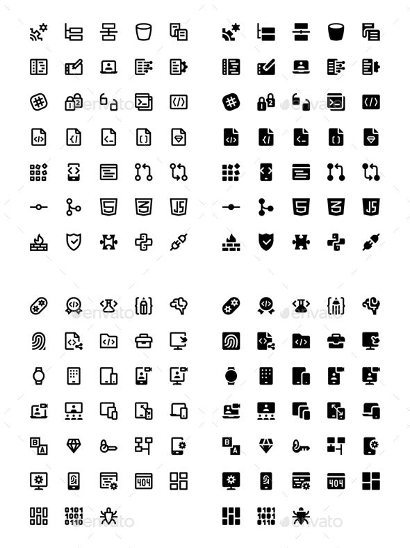 590x788 Set Of Web And Mobile Development Icons Line And Solid