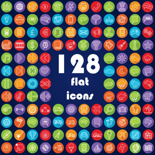 500x500 Circle Flat Application Icons Set Free Download