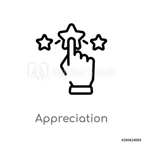 500x500 Outline Appreciation Vector Icon Isolated Black Simple Line