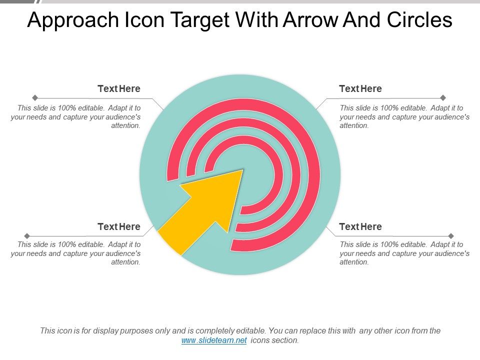 960x720 Approach Icon Target With Arrow And Circles Powerpoint Shapes