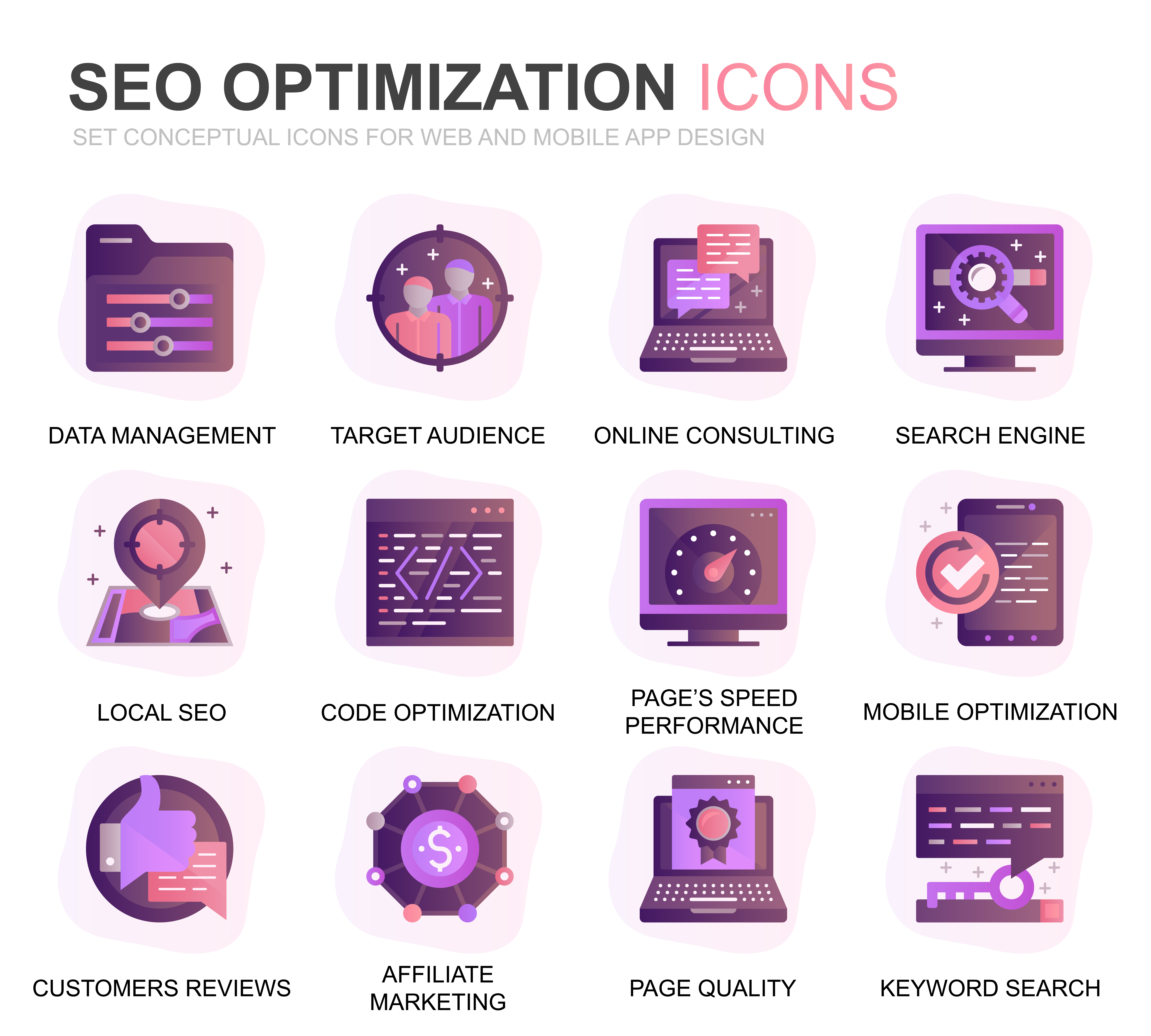 6250x5625 Modern Set Seo And Web Optimization Gradient Flat Icons