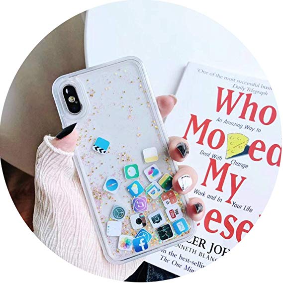 569x569 Cute Apps Icon Emoji Liquid Glitter Quicksand Case