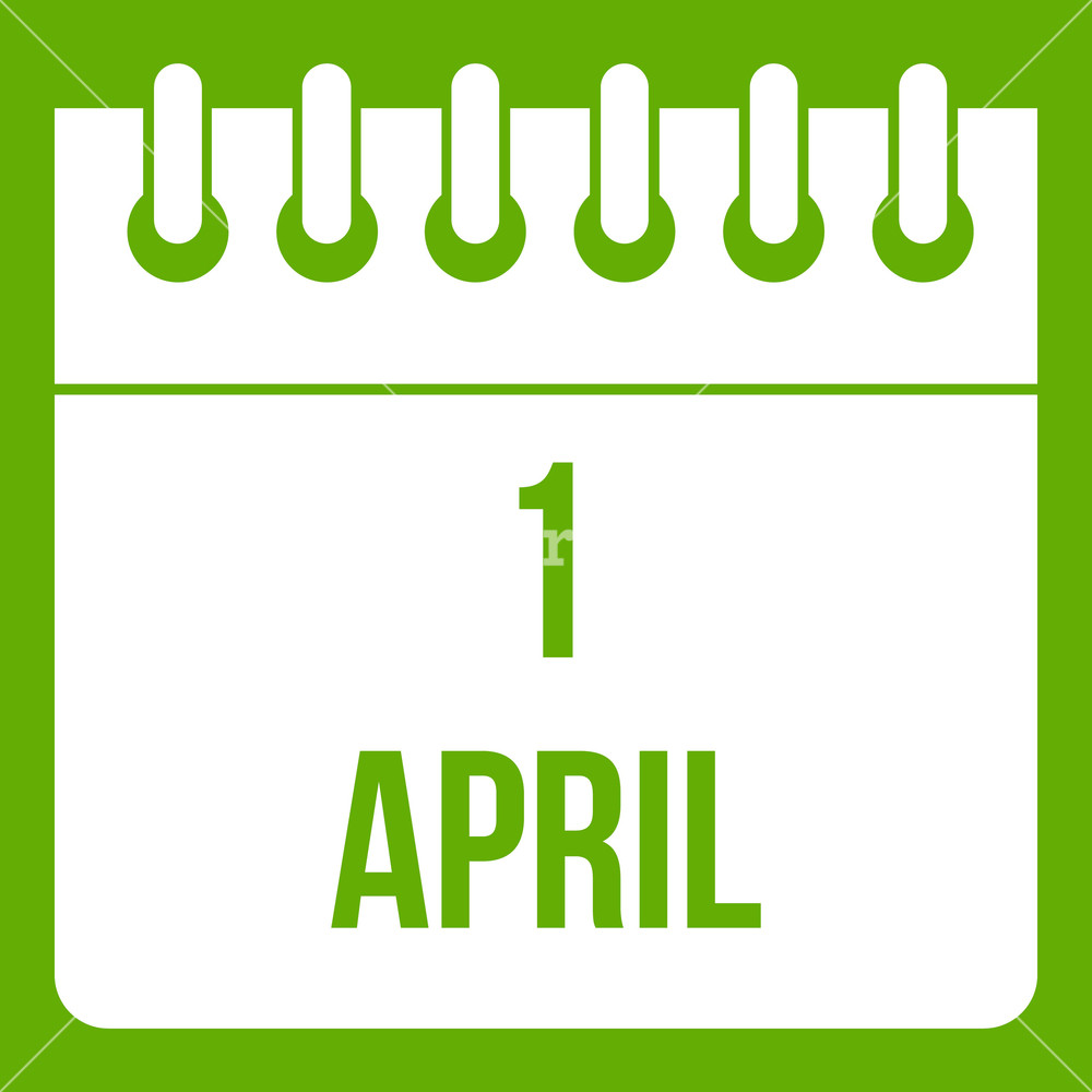 1000x1000 Calendar April Icon White Isolated On Green Background Vector