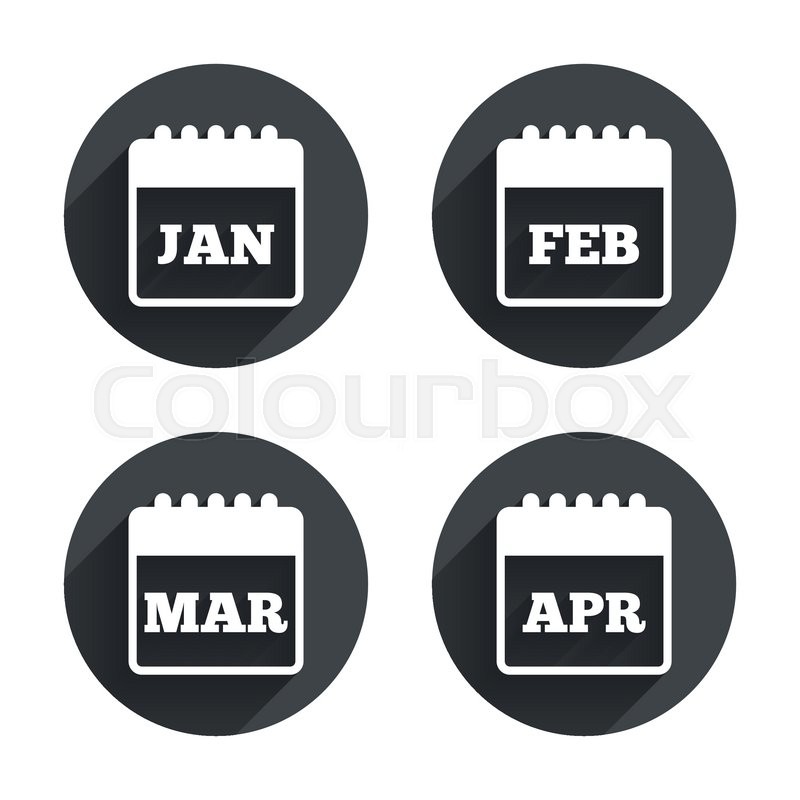800x800 Calendar Icons January, February, Stock Vector Colourbox