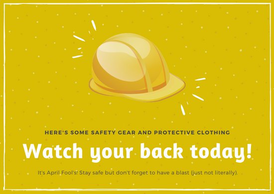 550x390 Yellow And White Hard Hat Icon And Dots April Fool's Day Card