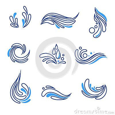 400x400 Water Drop And Splash Eco Icon Vector Set Stock Photography