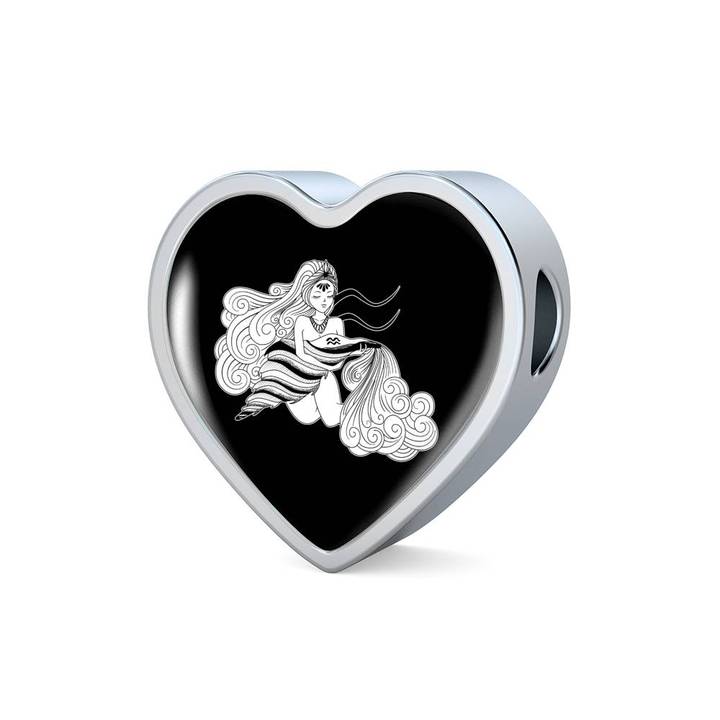 720x720 Aquarius Water Bearer Icon Heart Charm Bracelet