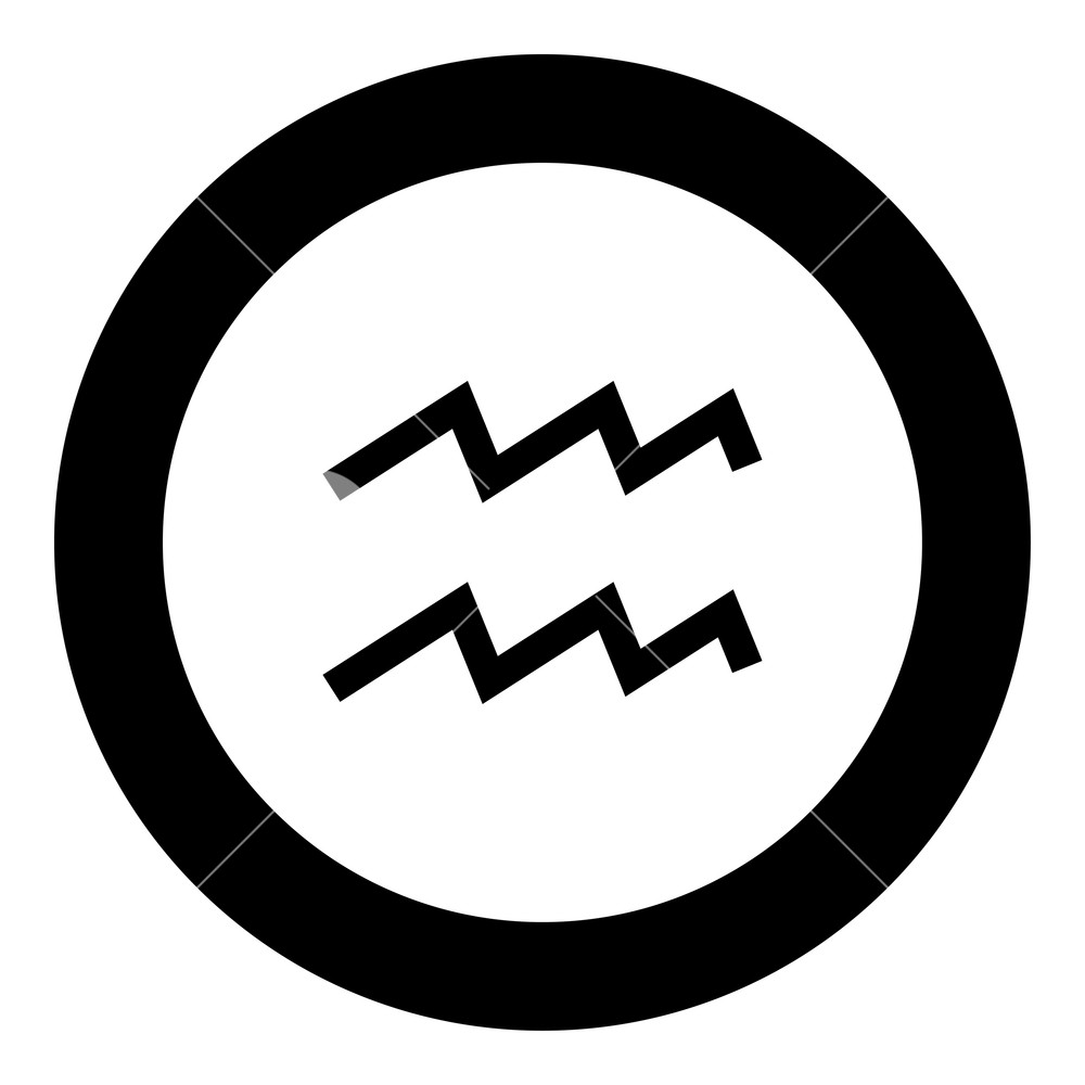 1000x1000 Aquarius Symbol Zodiac Icon Black Color In Round Circle Vector