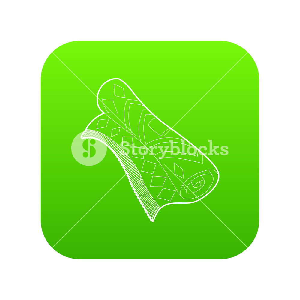 1000x1000 Arabic Carpet Icon Green Vector Isolated On White Background