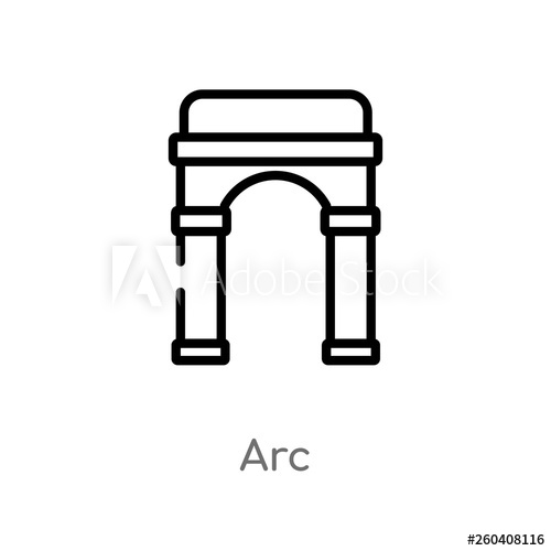 500x500 Outline Arc Vector Icon Isolated Black Simple Line Element