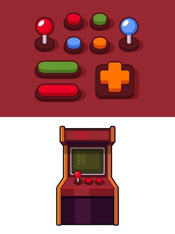 580x772 Classic Arcade Machine And Buttons