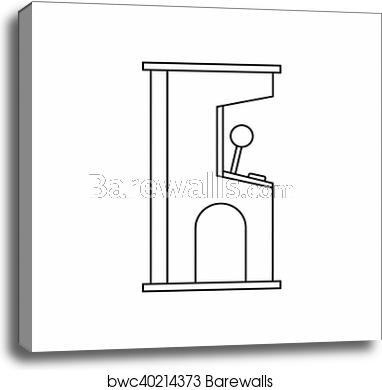 382x390 Arcade Game Machine Icon, Outline Style, Canvas Print Barewalls