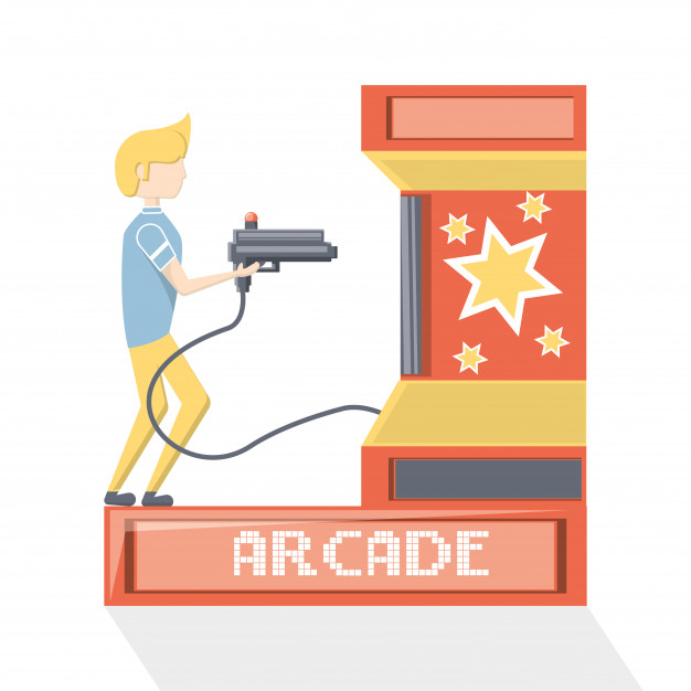 626x626 Man Playing On Shooting Arcade Machine Icon Vector Premium Download