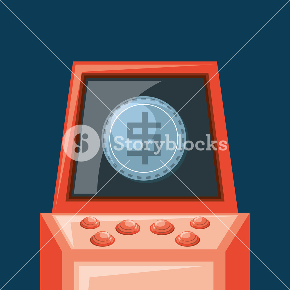 1000x1000 Video Game Arcade Machine Icon Over Blue Background, Colorful