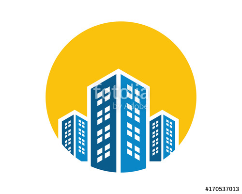 500x400 Yellow Circle Blue Building Residential Architecture Icon Image