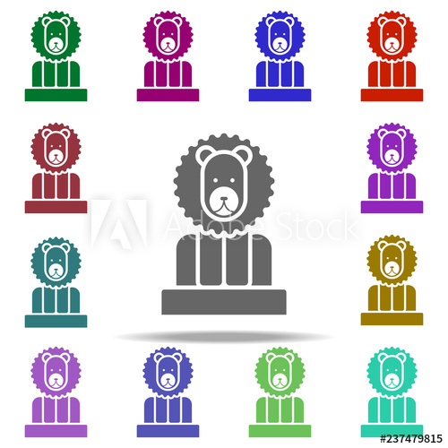 500x500 Lion In The Arena Icon Elements Of Circus In Multi Color Style