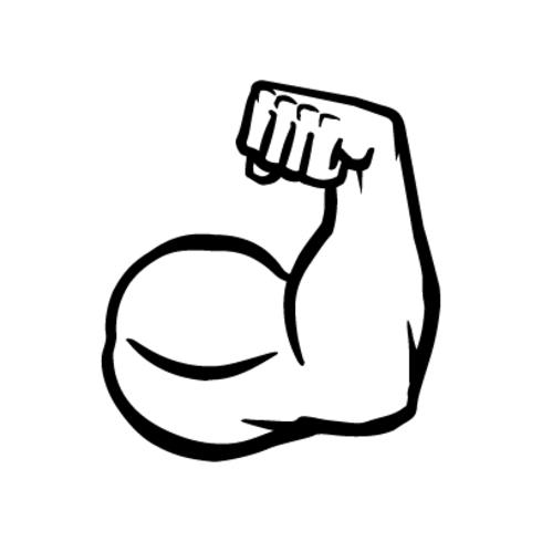 490x490 Biceps Flex Arm Vector Icon, Muscular Bodybuilder Pose