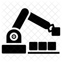 256x256 Industrial Robotic Arm Icon Of Glyph Style