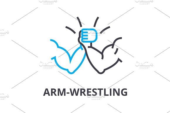580x387 Arm Wrestling Thin Line Icon, Sign, Symbol, Illustation, Linear