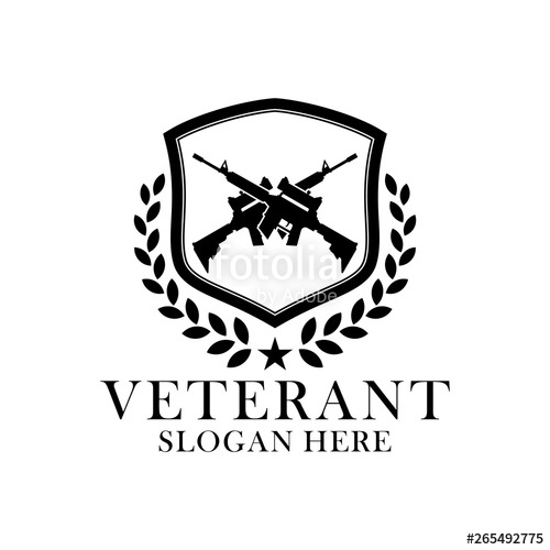 500x500 Veteran Weapon Honor Shield Icon Vector Logo Design Template