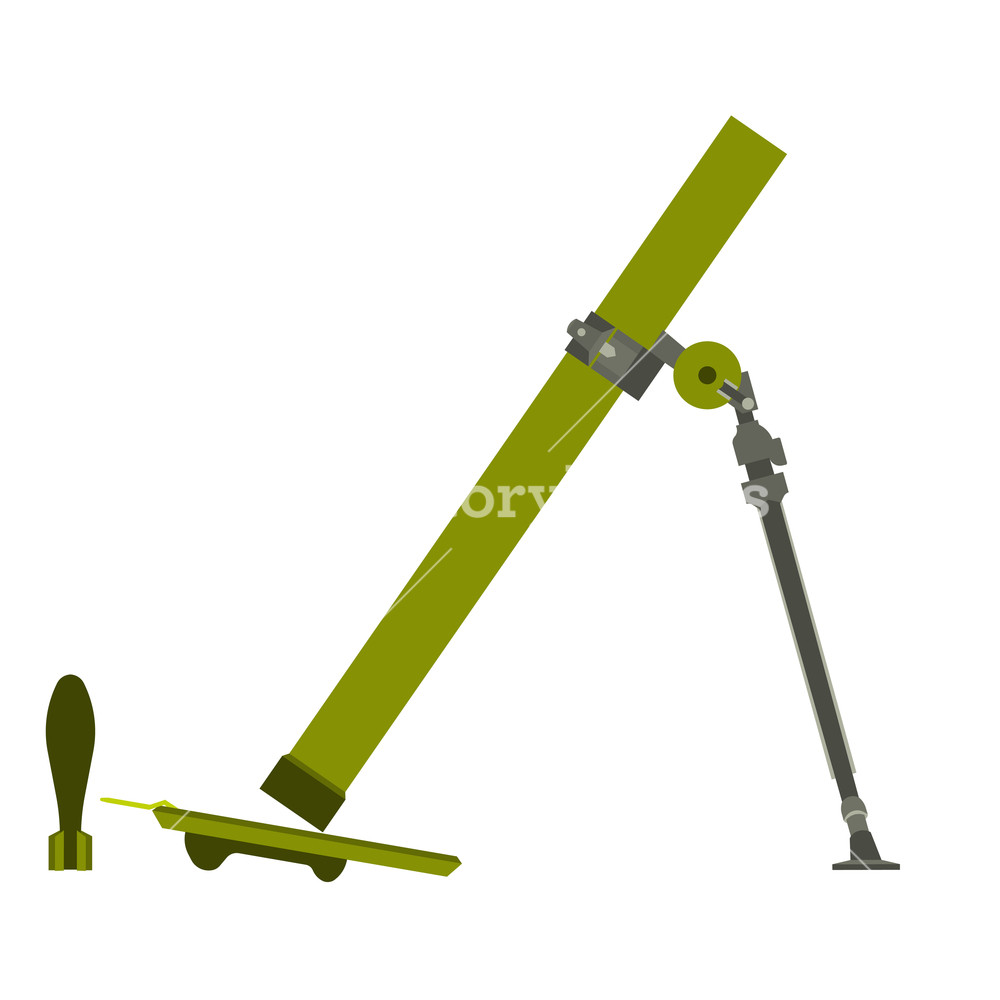 1000x1000 Military Mortar Vector Illustration Army Icon Bomb Isolated