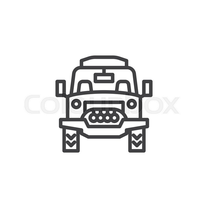 800x800 Army Truck Front View Line Icon Stock Vector Colourbox