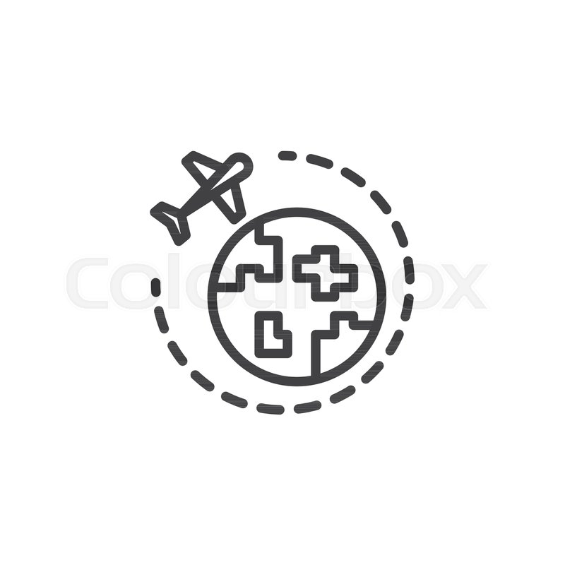 800x800 Around The World Outline Icon Linear Stock Vector Colourbox