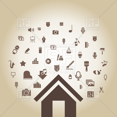 400x400 Art Icons Around House Vector Image Of Icons And Emblems