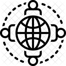256x256 Connected Persons Around The Earth Icon Of Line Style