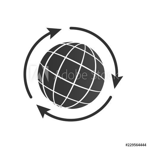 500x500 Globe With Three Arrows Around Icon For Web And Mobile, Modern