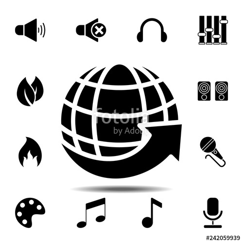 500x500 Arrow On The Globe, Around The World Symbol Sign Icon Simple