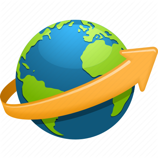 512x512 Around The World, Arrow, Earth, Globe, Planet, Travel Icon
