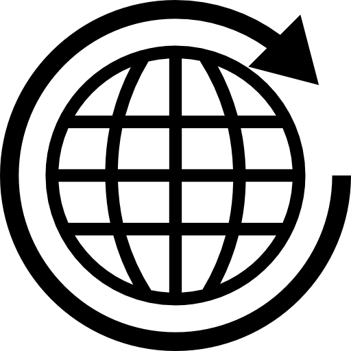 512x512 Arrow In Circle Around World Grid Icons Free Download