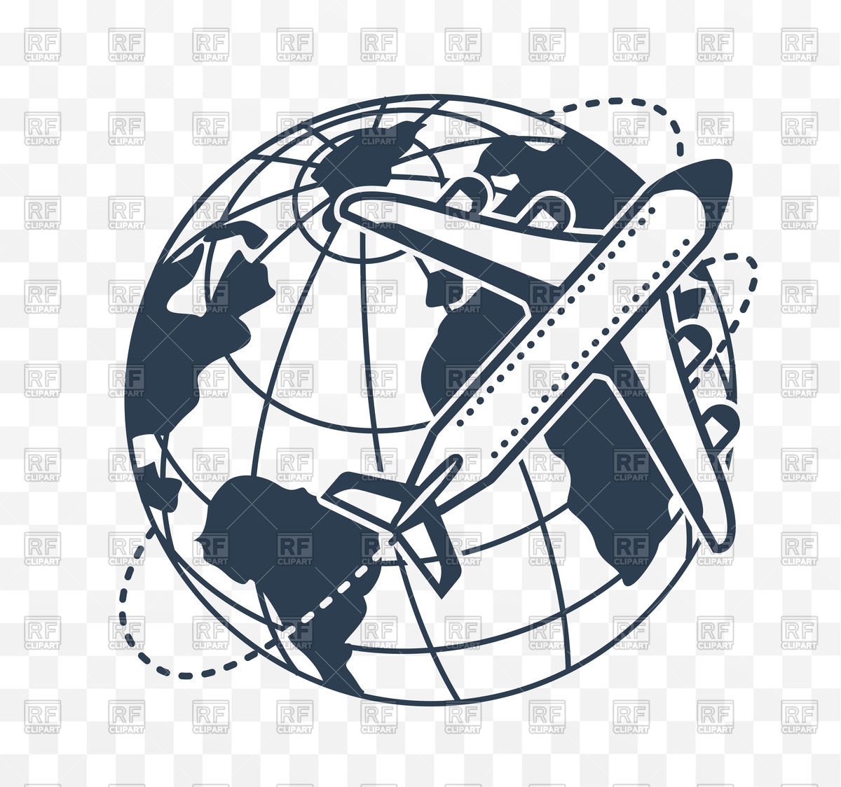 1200x1124 Icon Silhouette Of Airplane Flying Around World Vector Image