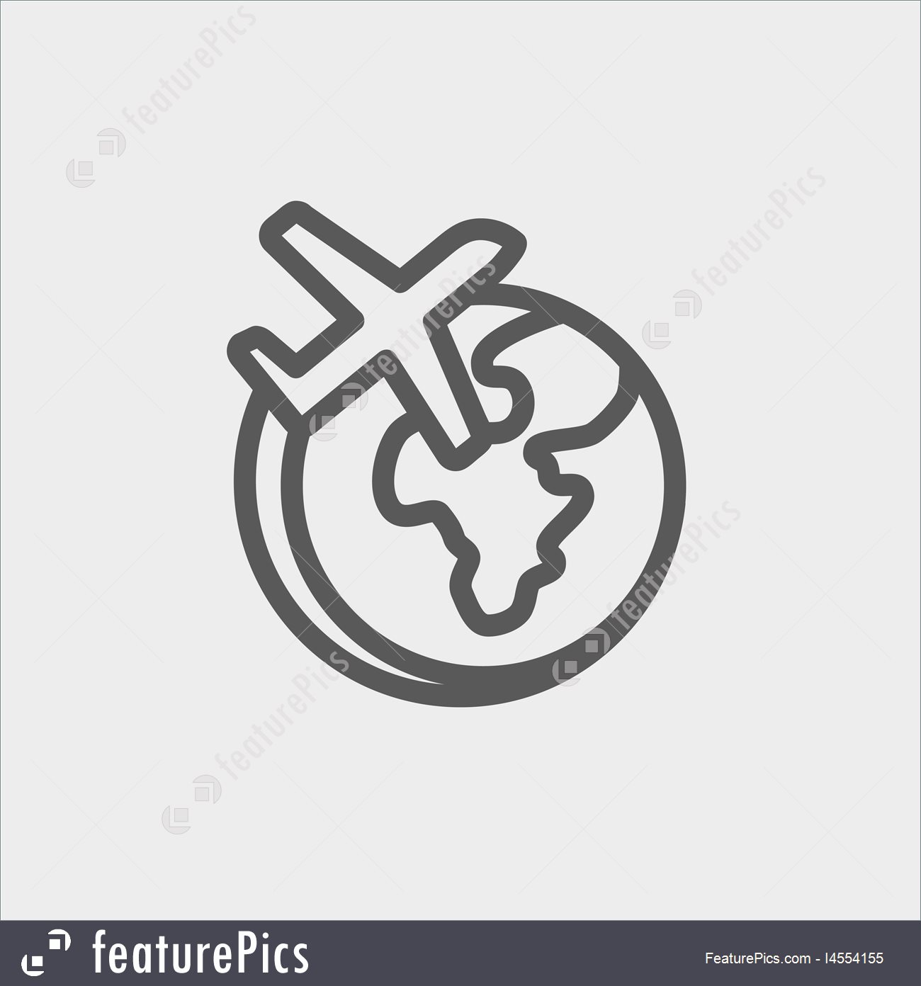 1300x1392 Illustration Of Airplane Flying Around The World Thin Line Icon
